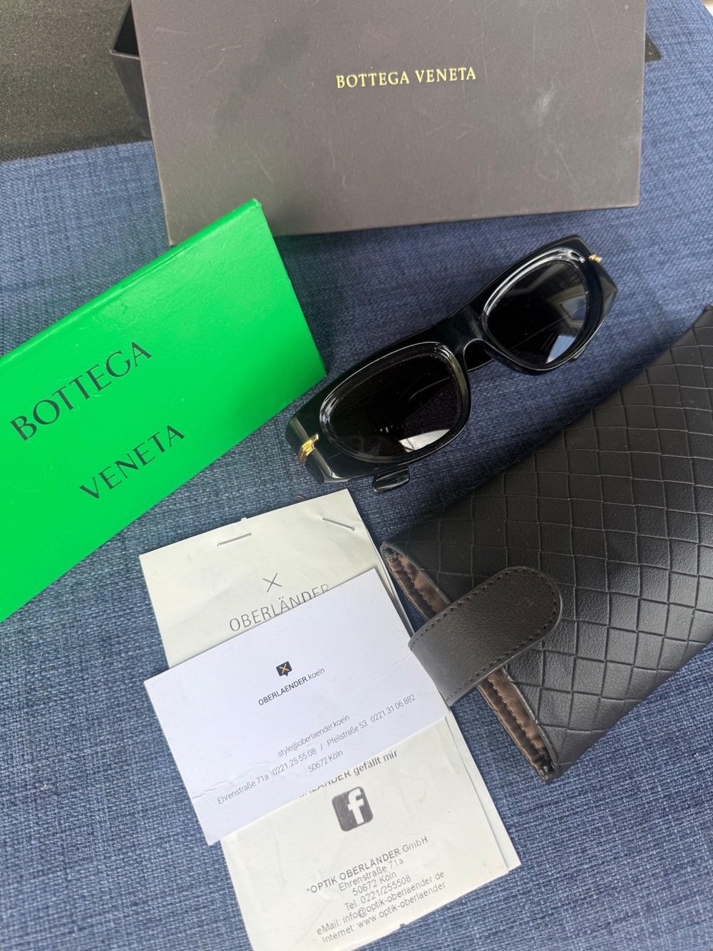 Bottega Veneta Black Sunglasses with Gold Accents